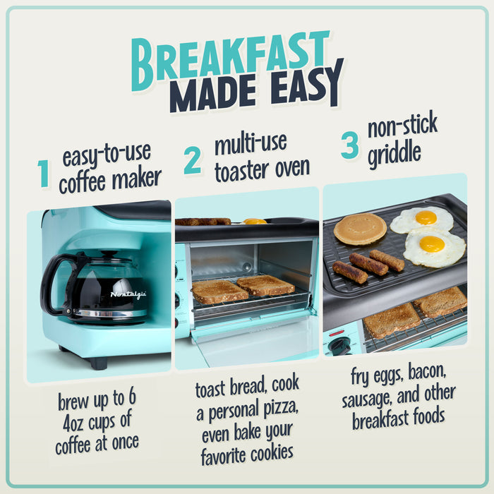 Retro 3-in-1 Family Size Breakfast Station, Aqua