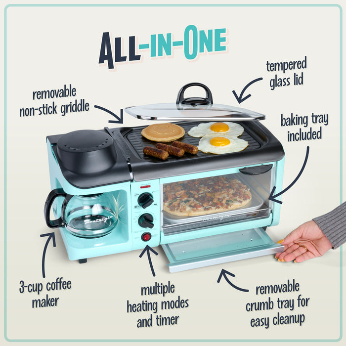 Retro 3-in-1 Family Size Breakfast Station, Aqua