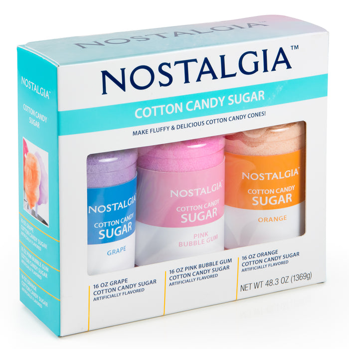 Cotton Candy Flossing Sugar - Grape, Pink Bubble Gum, Orange - 3 Pack