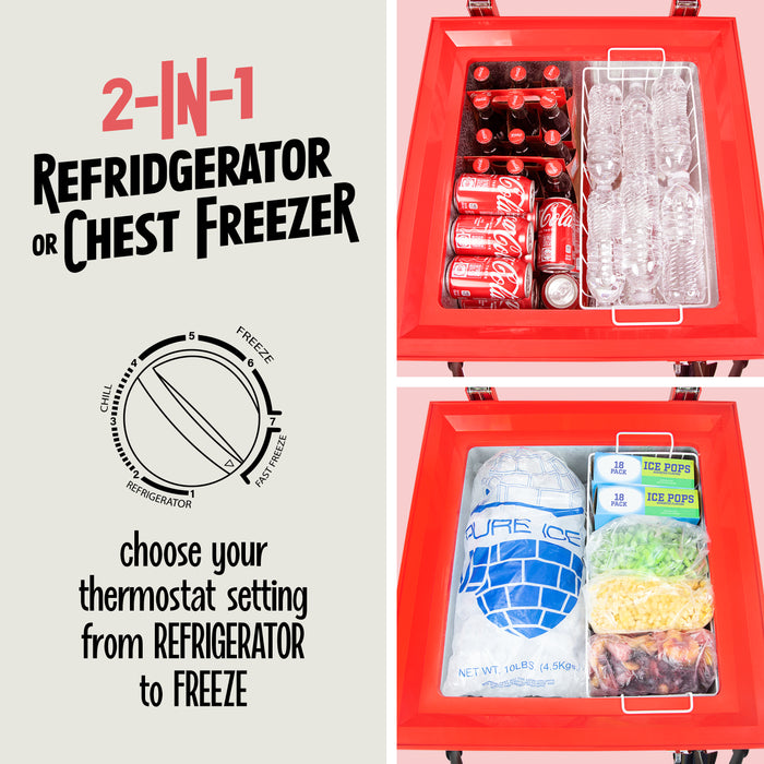 Coca-Cola 3.5 Cu.Ft. Refrigerator & Chest Freezer, Red