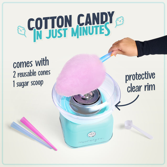 Classic Retro Hard & Sugar-Free Candy Cotton Candy Maker, Aqua
