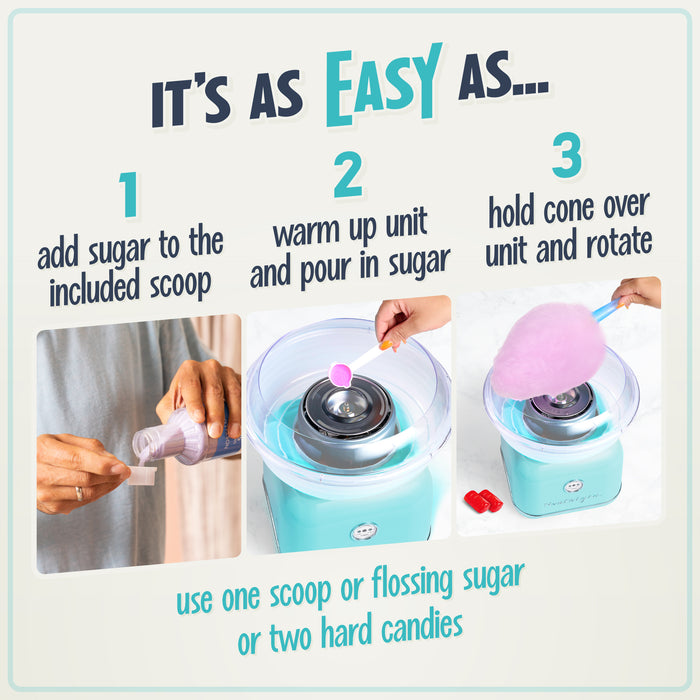 Classic Retro Hard & Sugar-Free Candy Cotton Candy Maker, Aqua