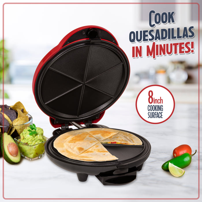 6-Wedge Electric Quesadilla Maker with Extra Stuffing Latch