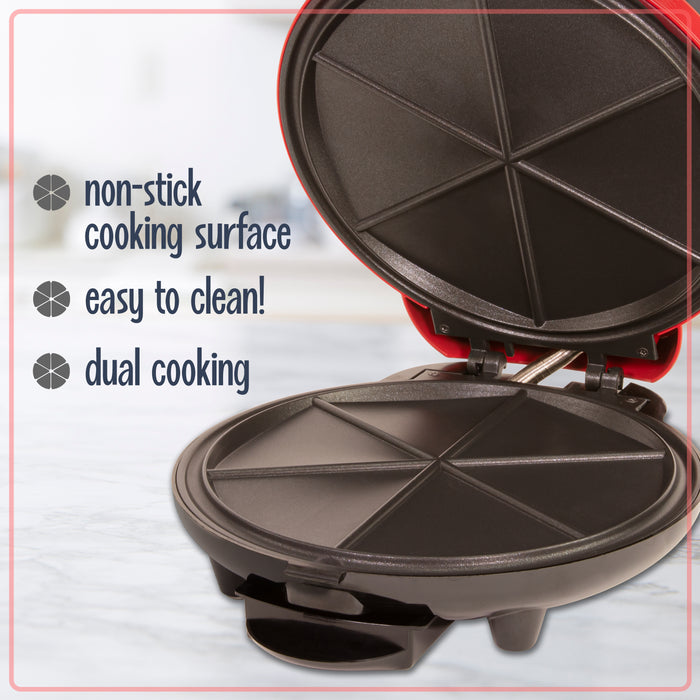 6-Wedge Electric Quesadilla Maker with Extra Stuffing Latch