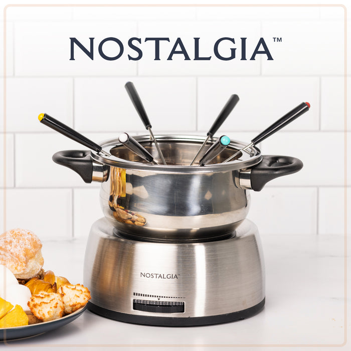 6-Cup Stainless Steel Electric Chocolate & Cheese Fondue Pot