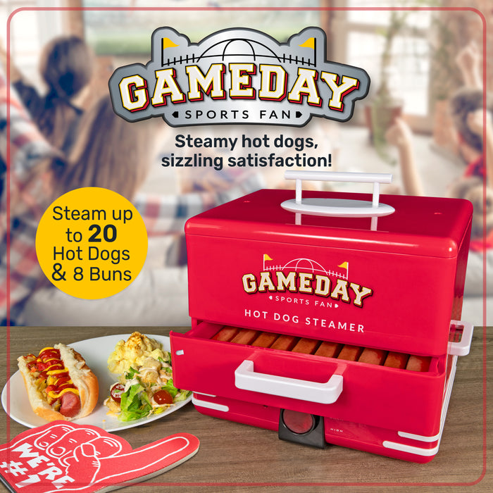Nostalgia Game Day Hot Dog Steamer and Bun Warmer
