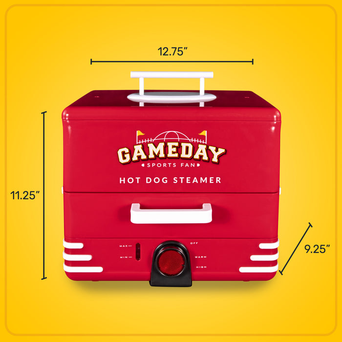 Nostalgia Game Day Hot Dog Steamer and Bun Warmer
