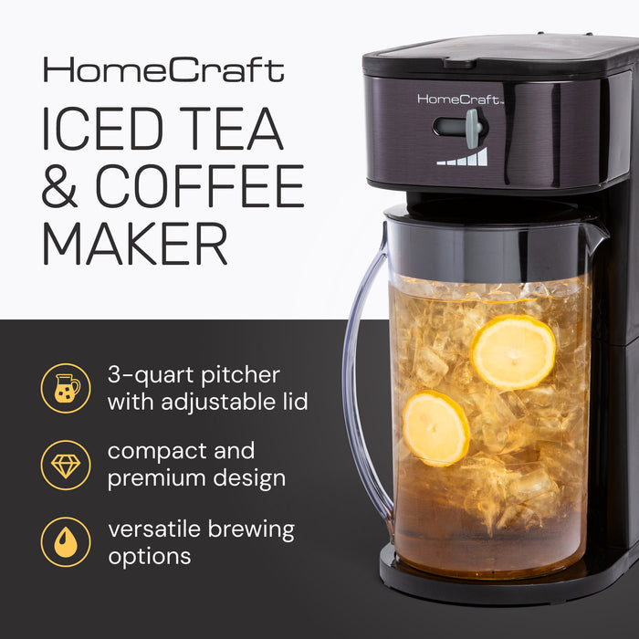 HomeCraft 3-Quart Black Stainless Steel Café' Ice Iced Coffee and Tea Brewing System