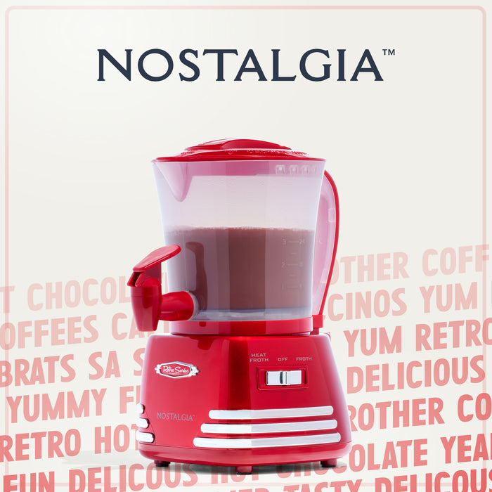 Retro 32-Ounce Hot Chocolate, Milk Frother, Cappuccino, Mocha, Latte Maker and Dispenser