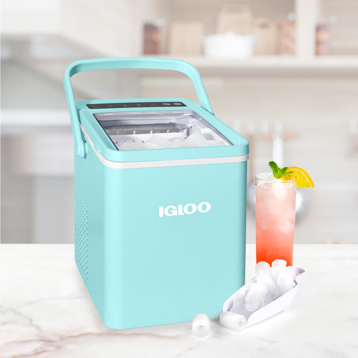 IGLOO® 26-Pound Automatic Self-Cleaning Portable Countertop Ice Maker Machine With Handle, Aqua