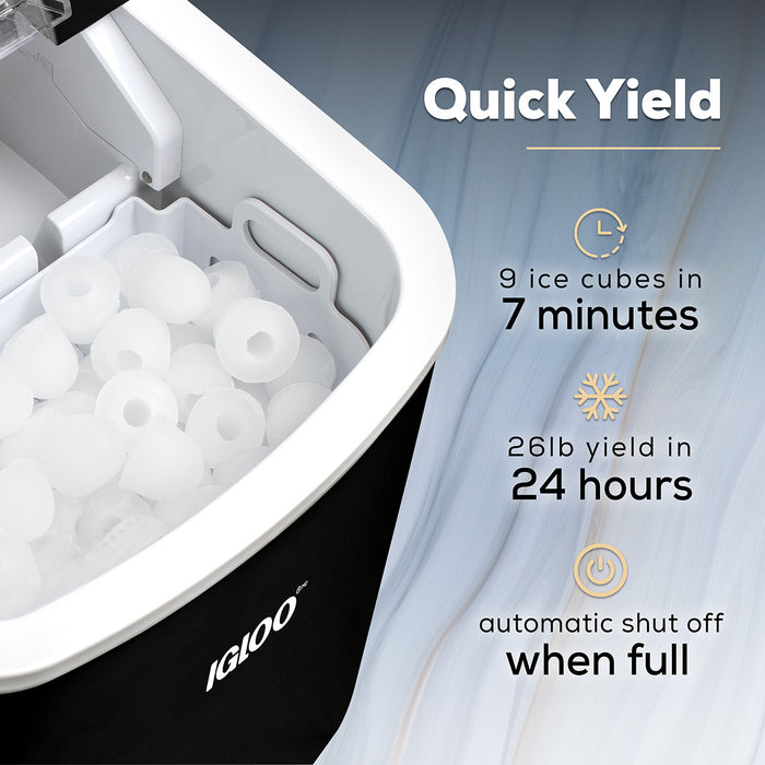 IGLOO® 26-Pound Automatic Self-Cleaning Portable Countertop Ice Maker Machine With Handle, Black
