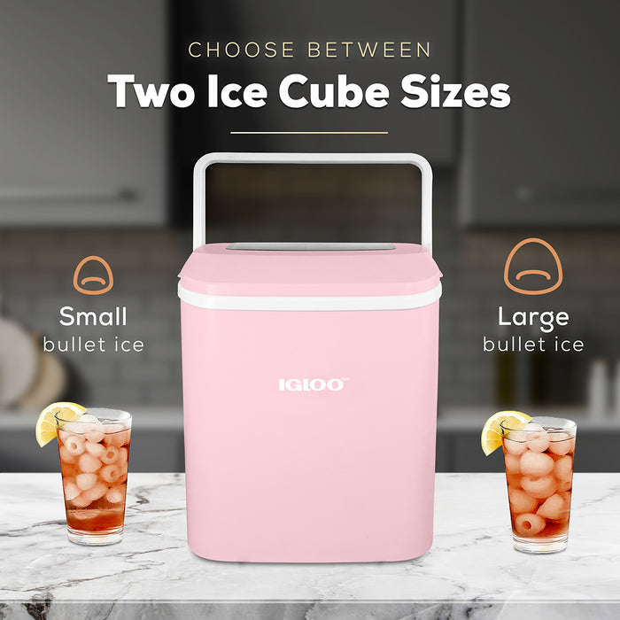 IGLOO® 26-Pound Automatic Self-Cleaning Portable Countertop Ice Maker Machine With Handle, Pink
