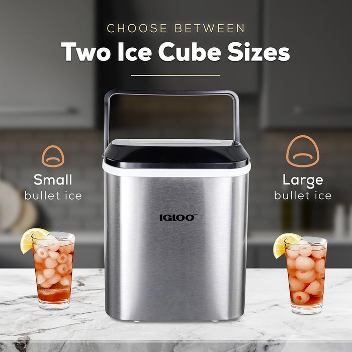 IGLOO® 26-Pound Automatic Self-Cleaning Portable Countertop Ice Maker Machine With Handle, Stainless Steel