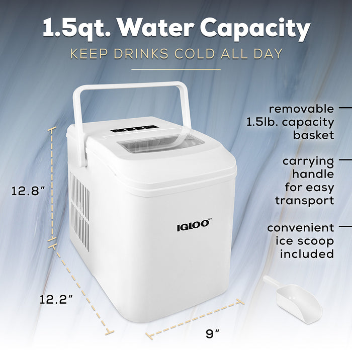 IGLOO® 26-Pound Automatic Self-Cleaning Portable Countertop Ice Maker Machine With Handle, White