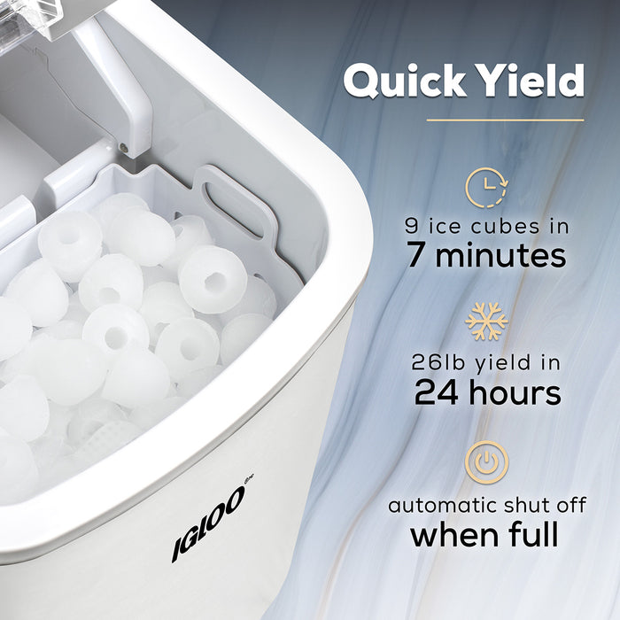 IGLOO® 26-Pound Automatic Self-Cleaning Portable Countertop Ice Maker Machine With Handle, White
