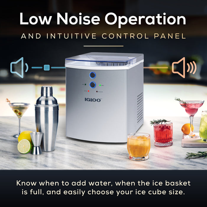 IGLOO® 33-Pound Automatic Portable Countertop Ice Maker Machine, Silver