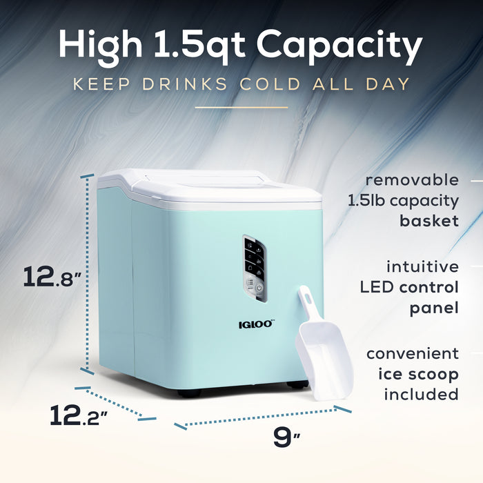 Igloo Automatic Self-Cleaning 26-Pound Ice Maker, Aqua