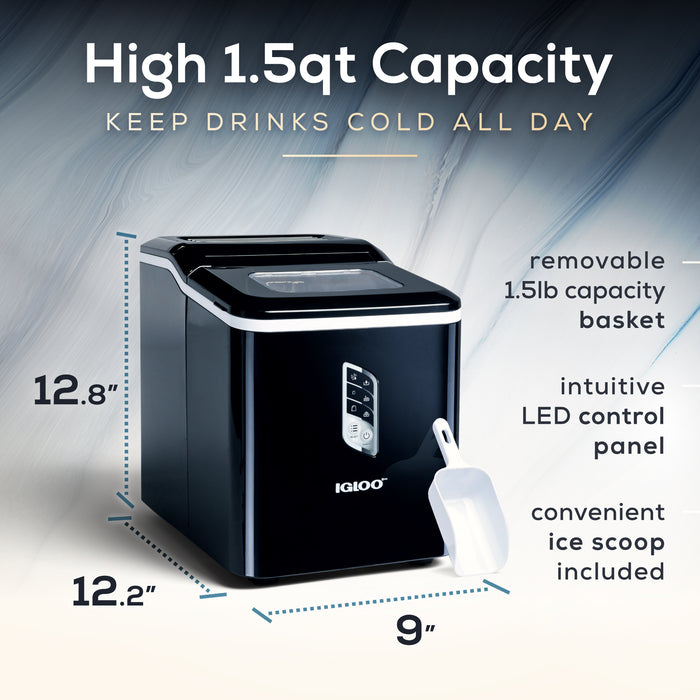 Igloo Automatic Self-Cleaning 26-Pound Ice Maker, Black