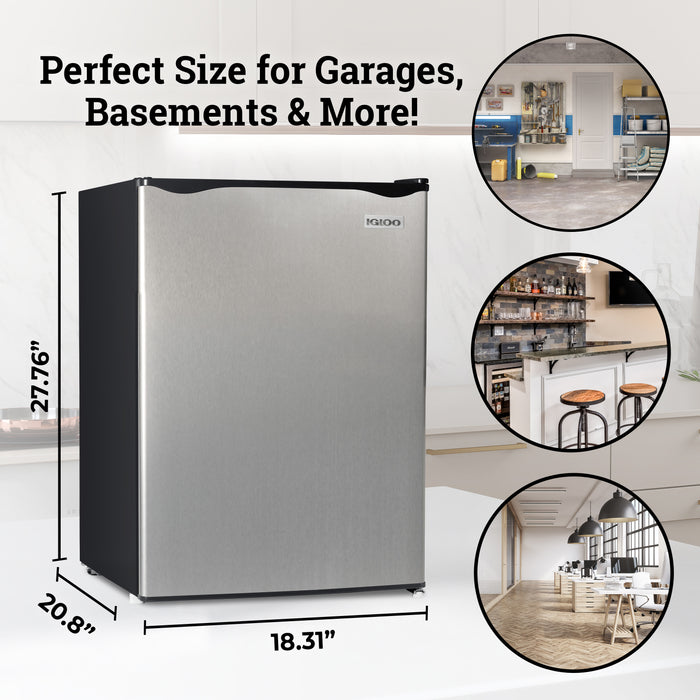 Igloo 2.6 Cu. Ft. Refrigerator w/ Freezer, Platinum