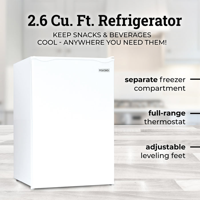 Igloo 2.6 Cu. Ft. Refrigerator w/ Freezer, White