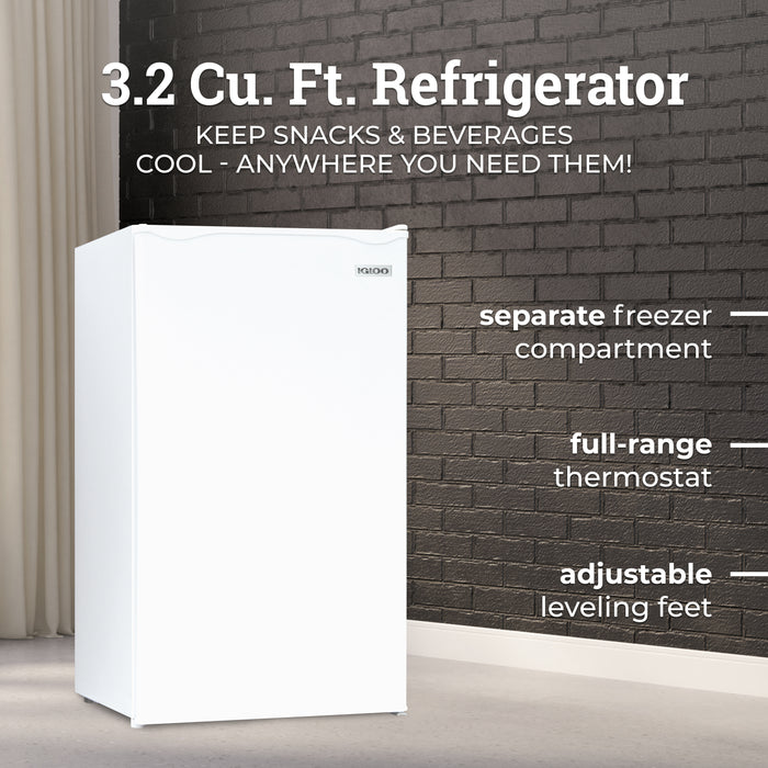 Igloo 3.2 Cu. Ft. Refrigerator w/ Freezer, White