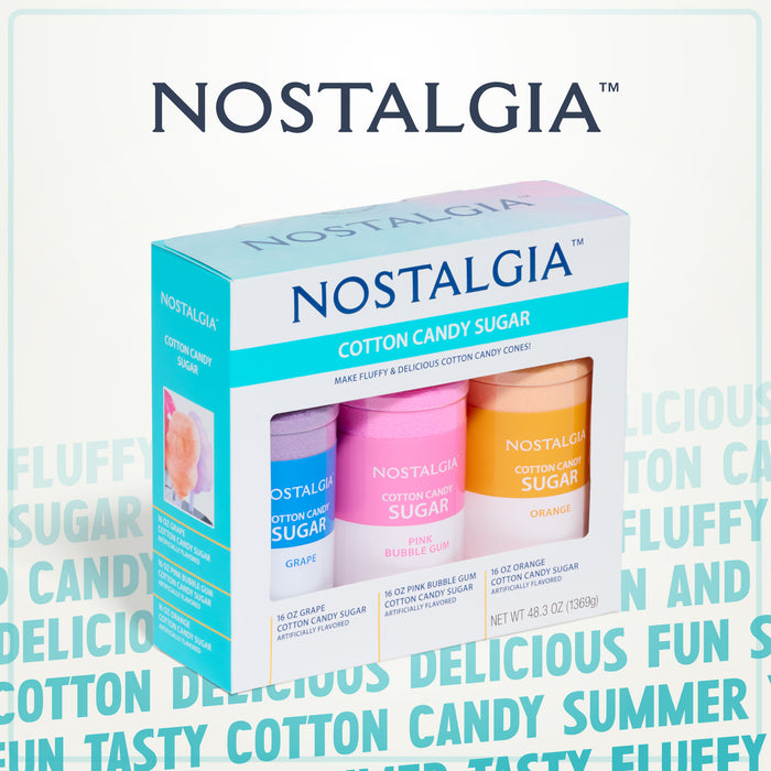 Cotton Candy Flossing Sugar - Grape, Pink Bubble Gum, Orange - 3 Pack