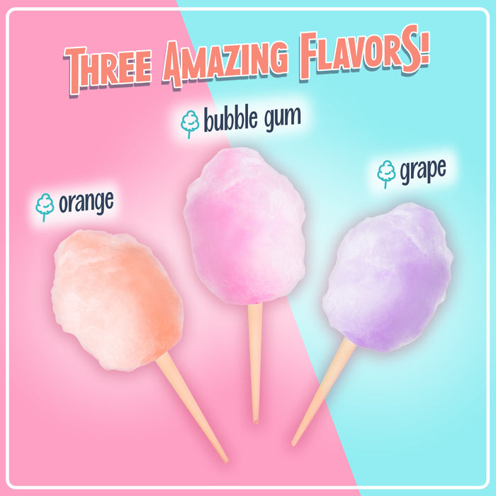 Cotton Candy Flossing Sugar - Grape, Pink Bubble Gum, Orange - 3 Pack