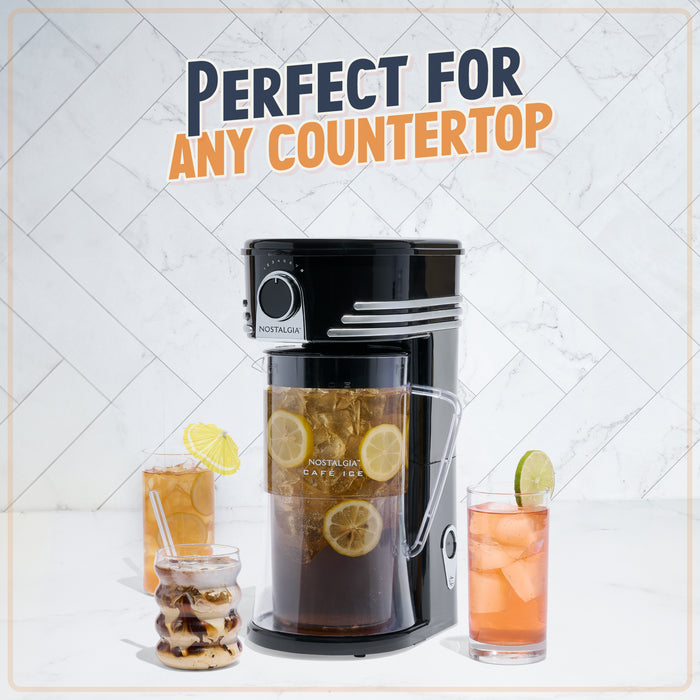 Café' Ice 3-Quart Iced Coffee and Tea Brewing System with Plastic Pitcher, Black