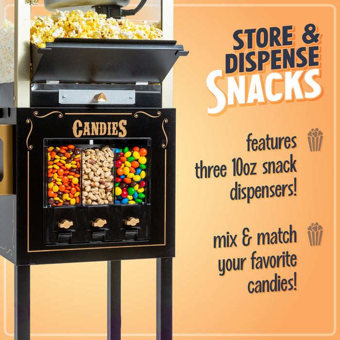 Candy & Snack Dispensing 8 Oz. Popcorn Cart, Black & Gold