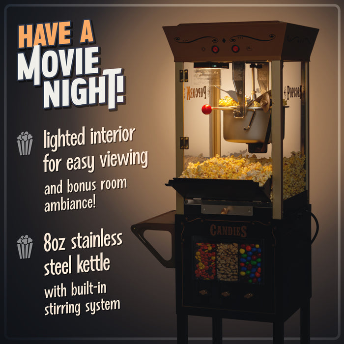 Candy & Snack Dispensing 8 Oz. Popcorn Cart, Black & Gold