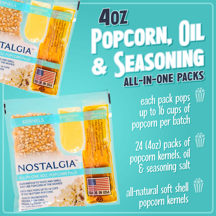 Best Tasting Premium 4-Ounce Popcorn, Oil & Seasoning Salt All-In-One Packs - 24 Count