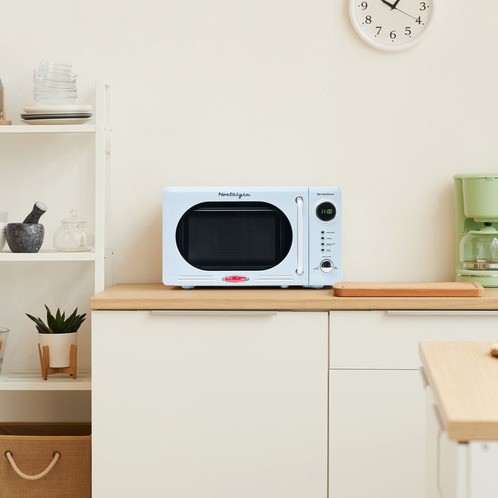 Nostalgia Retro 0.7 Cubic Foot 700-Watt Countertop Microwave Oven - Blue