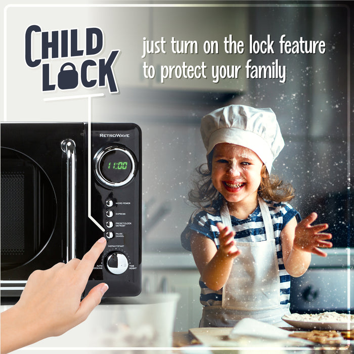 Retro 0.7 Cubic Foot 700-Watt Countertop Microwave Oven - Black