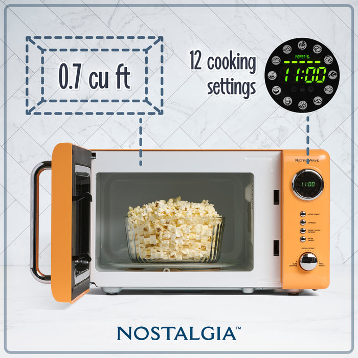 Retro 0.7 Cubic Foot 700-Watt Countertop Microwave Oven - Orange