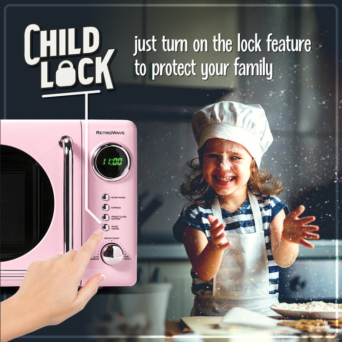 Retro 0.7 Cubic Foot Countertop Microwave Oven, Pink