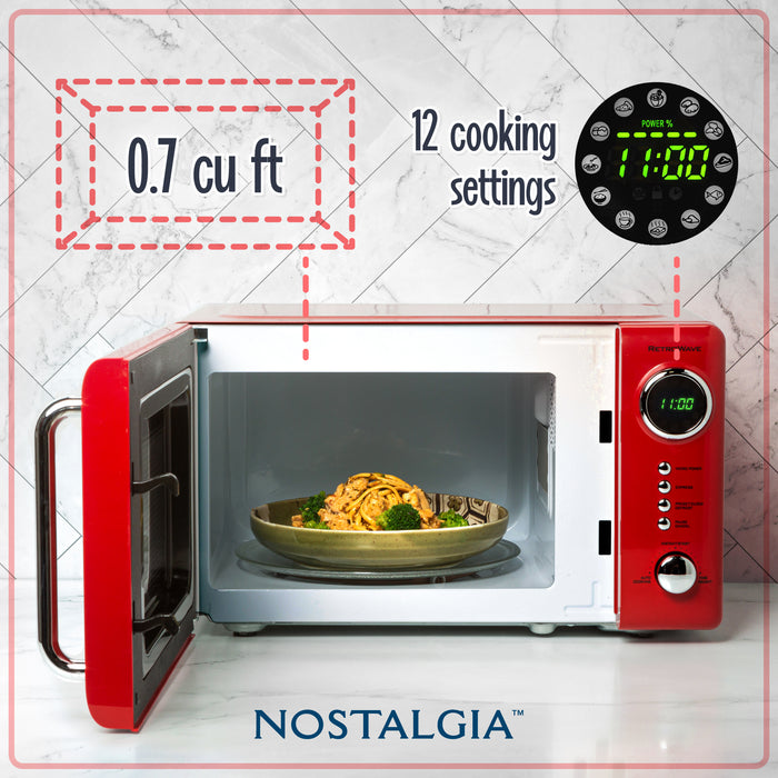 Retro 0.7 Cubic Foot 700-Watt Countertop Microwave Oven - Retro Red