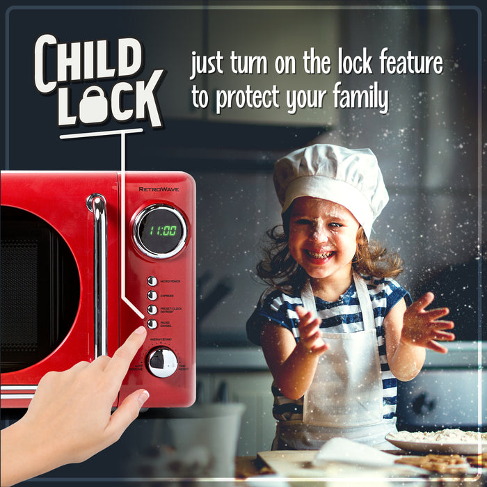 Retro 0.7 Cubic Foot 700-Watt Countertop Microwave Oven - Retro Red