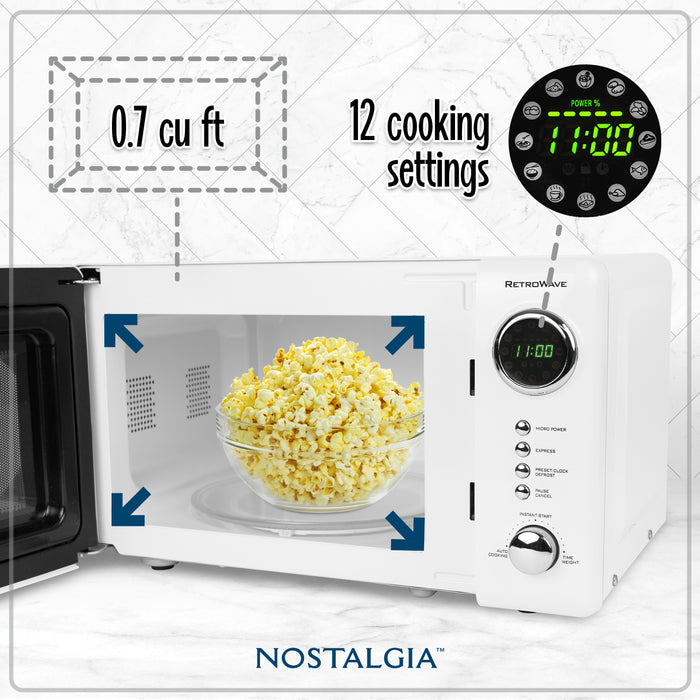 Retro 0.7 Cubic Foot 700-Watt Countertop Microwave Oven - White