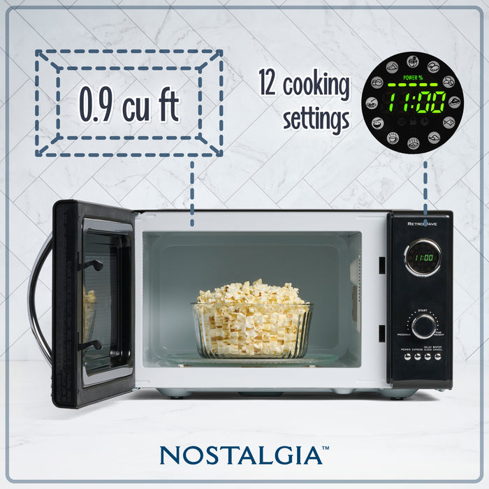 Retro 0.9 Cubic Foot 800-Watt Countertop Microwave Oven - Black