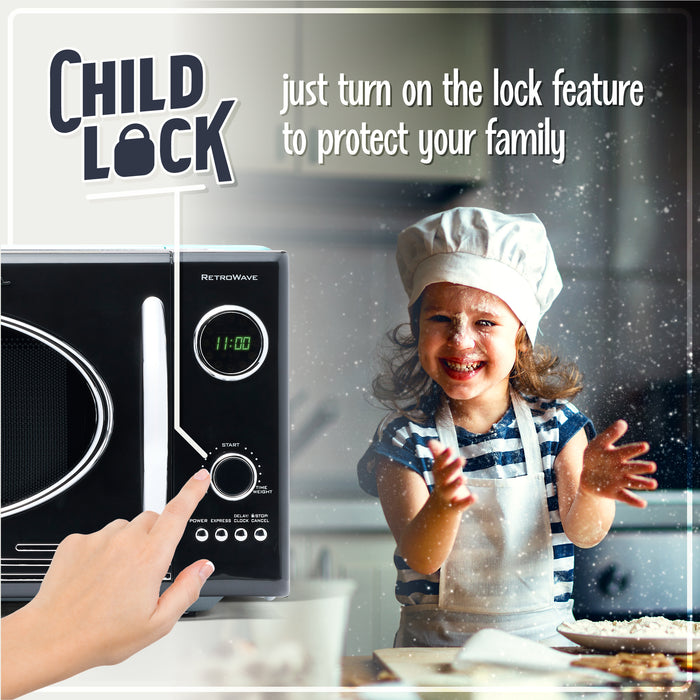 Retro 0.9 Cubic Foot 800-Watt Countertop Microwave Oven - Black