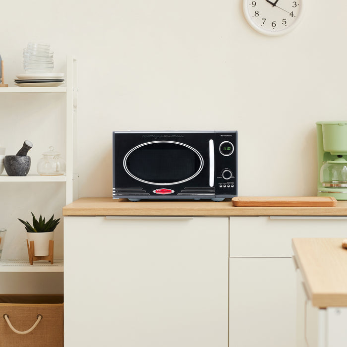 Retro 0.9 Cubic Foot 800-Watt Countertop Microwave Oven - Black