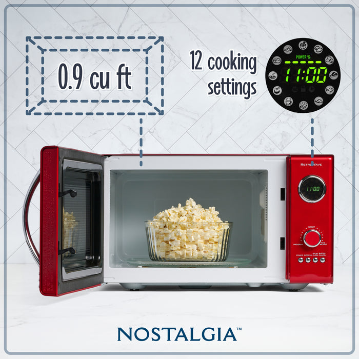 Retro 0.9 Cubic Foot 800-Watt Countertop Microwave Oven - Retro Red