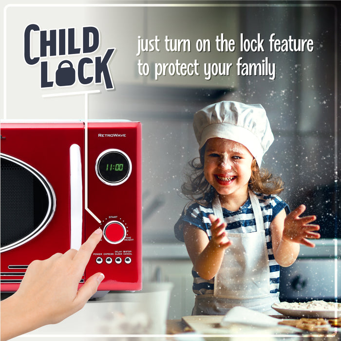 Retro 0.9 Cubic Foot 800-Watt Countertop Microwave Oven - Retro Red
