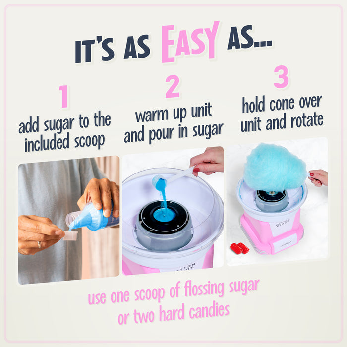 Hard & Sugar-Free Candy Cotton Candy Maker, Pink