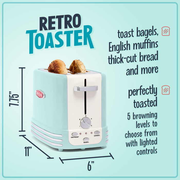 Retro 2-Slice Toaster, Aqua
