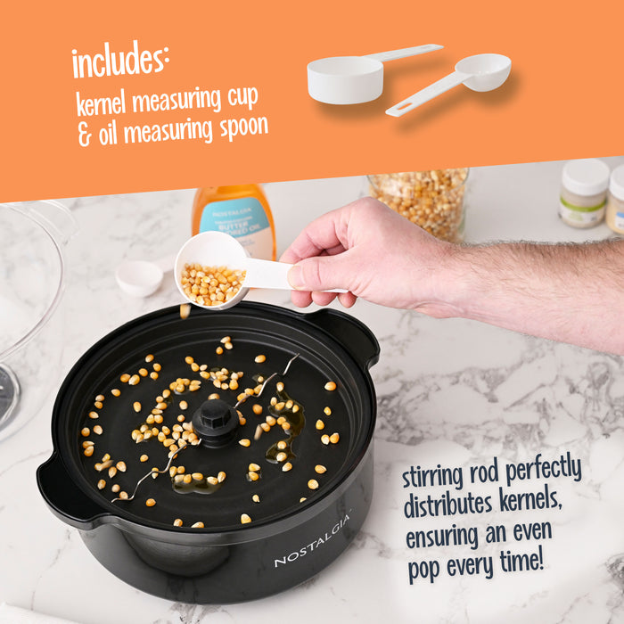 6 QT Stainless Steel Stirring Popcorn Popper - Black