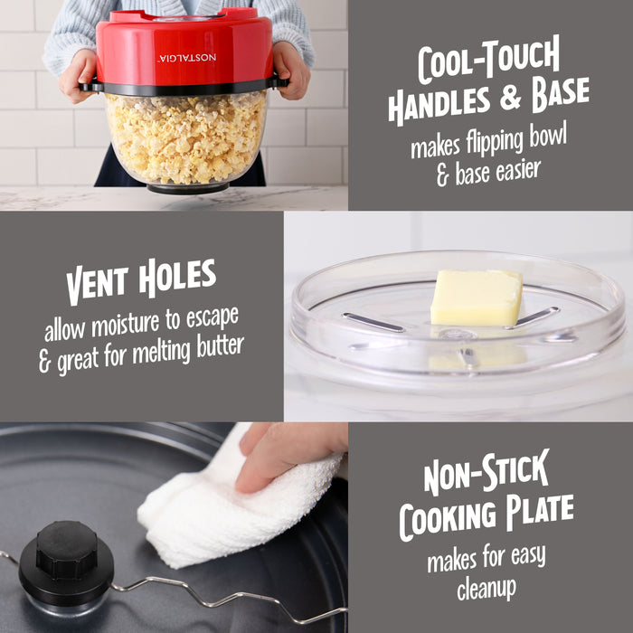 Nostalgia 6 QT Stainless Steel Stirring Popcorn Popper - Red