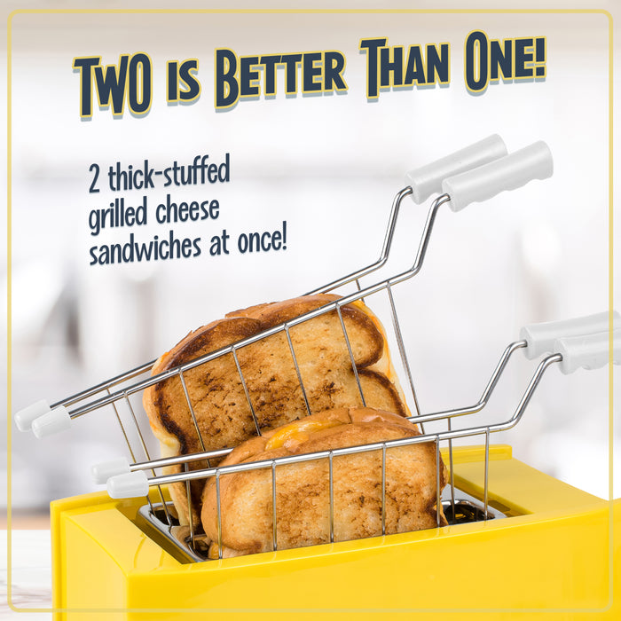 Grilled Cheese Toaster with Easy-Clean Toaster Baskets and Adjustable Toasting Dial