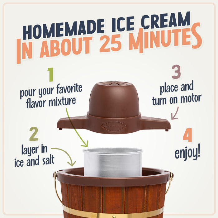 4-Quart Wood Bucket Ice Cream Maker