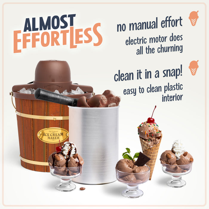 4-Quart Wood Bucket Ice Cream Maker